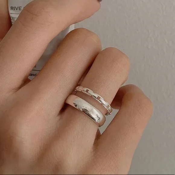 ⚡️Insta double ring layer sterling silver ring open ring - Picture 4 of 5